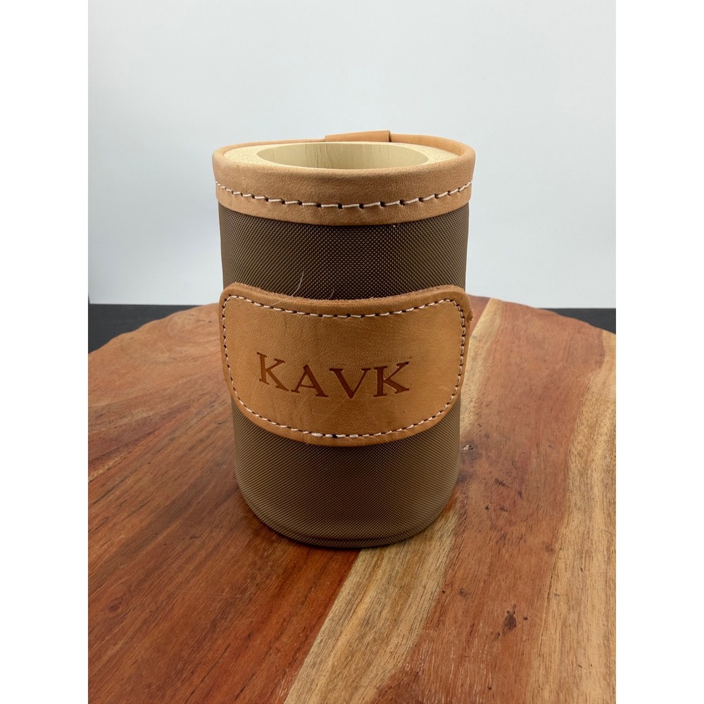 Jon Hart KAVK Can Coolie Drink Sleeve Unisex OS Brown Leather Trim Canvas